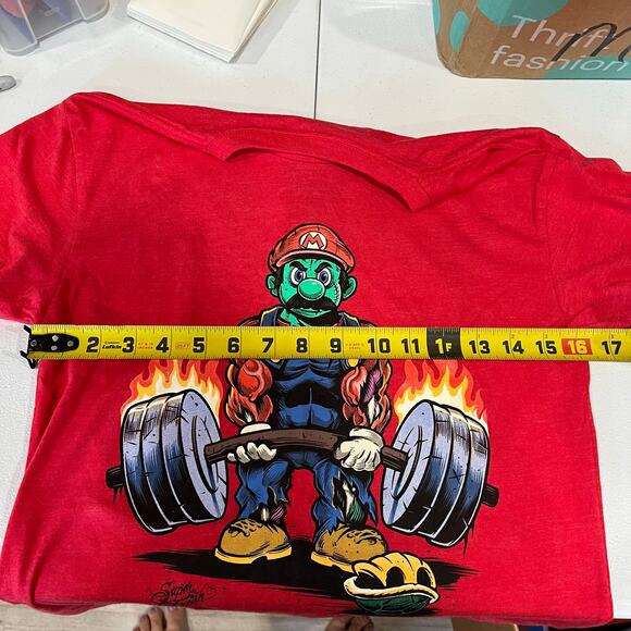 Superfresh Mario Deadlift Graphic Gym Tshirt Red Mens XS Limited Edition - Picture 4 of 5